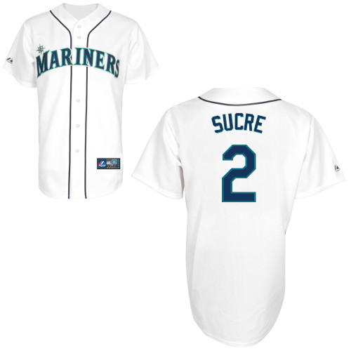 Jesus Sucre #2 Youth Baseball Jersey-Seattle Mariners Authentic Home White Cool Base MLB Jersey